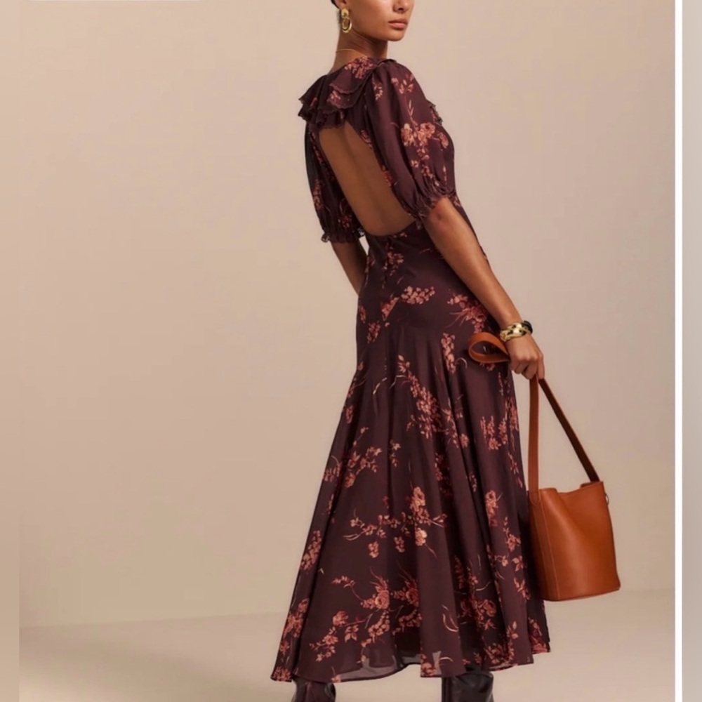Reformation Brown Floral Midi Dress - Picture 2 of 5